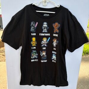 Star Wars Kids Boys Large 8-Bit Pixel‎ Character Graphic T-Shirt Black Fifth Sun
